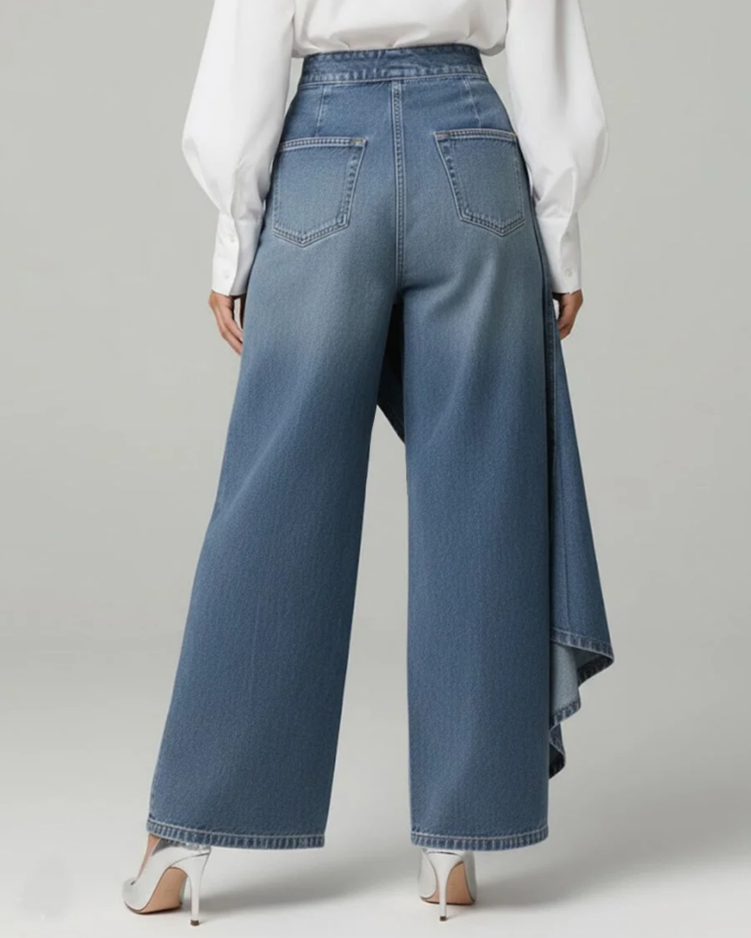 Calvra™ | Denim-Look Wrap Trousers