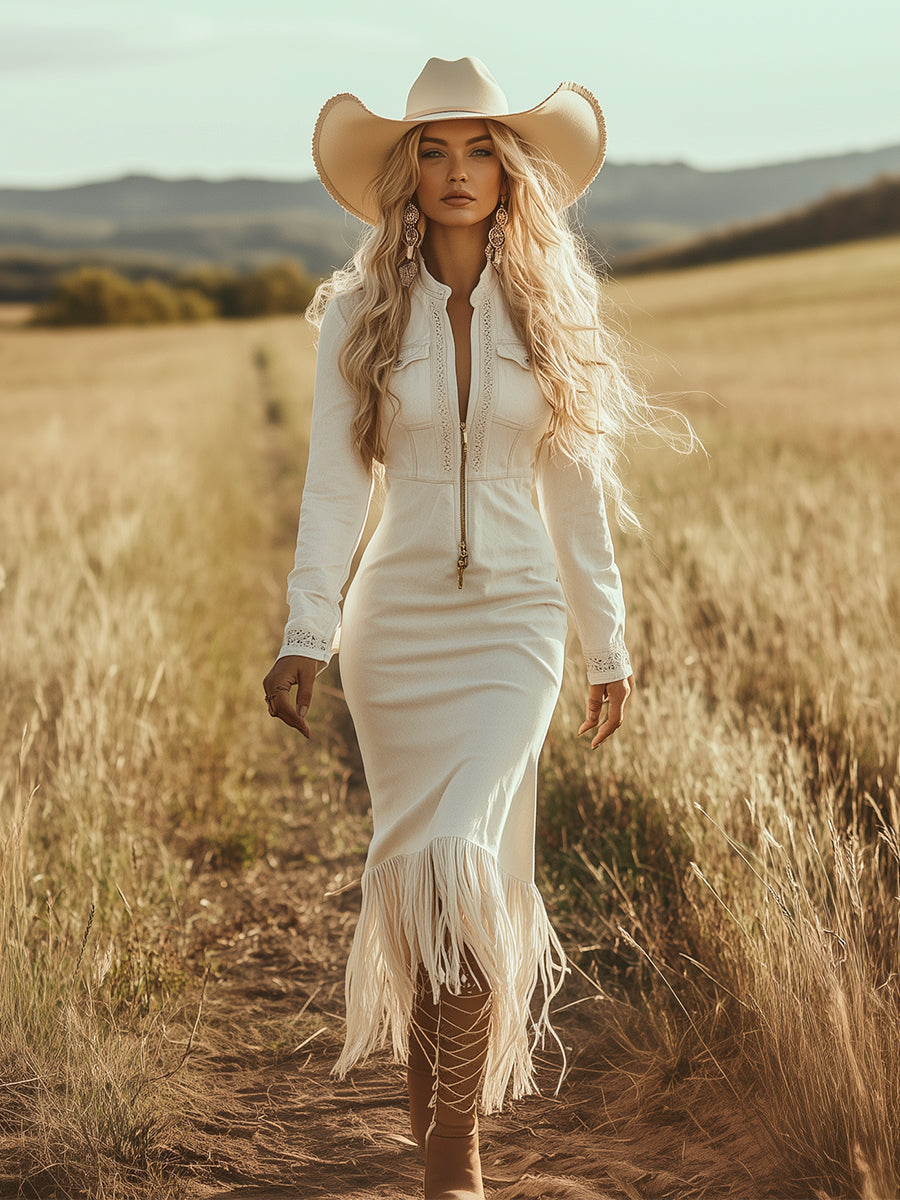 Diana | Western-Inspired Tassel Maxi Dress