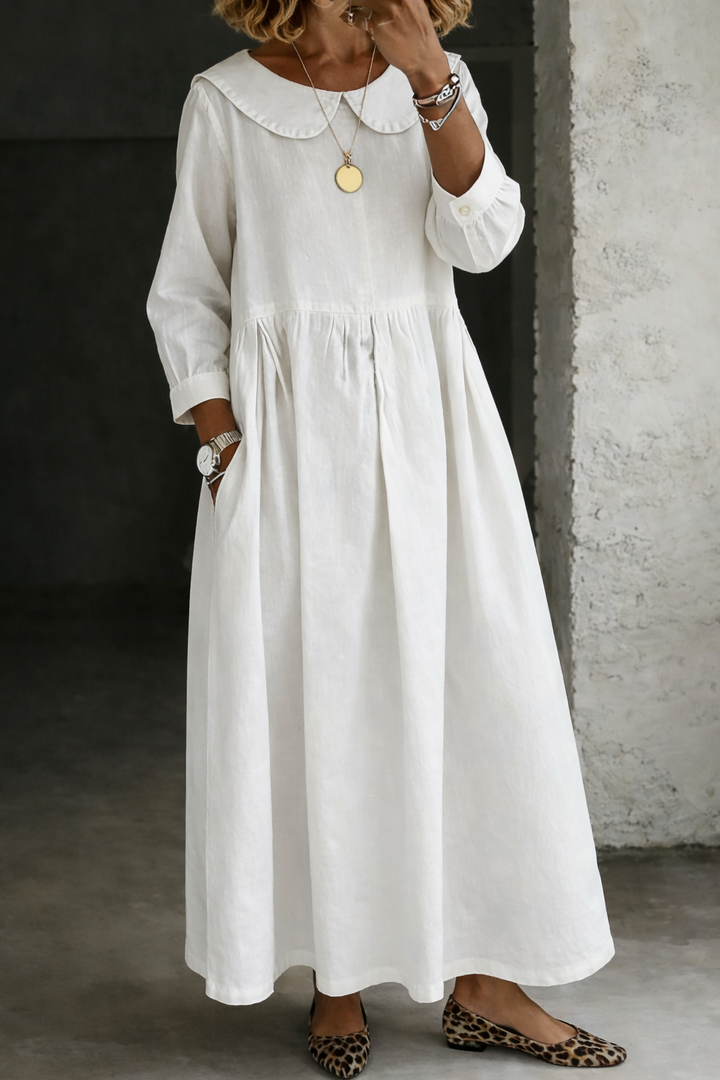 Clara | Peter Pan  Denim-Look Collar Dress