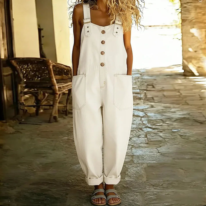 June - Vintage Soft Denim-Look Overalls with Adjustable straps