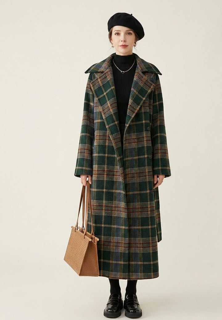 Ivy | Forest Green Check Longline Coat  — Final Edit