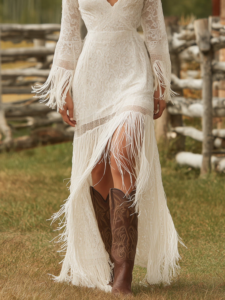 Margot | Classic Lace V-Neck Maxi Dress