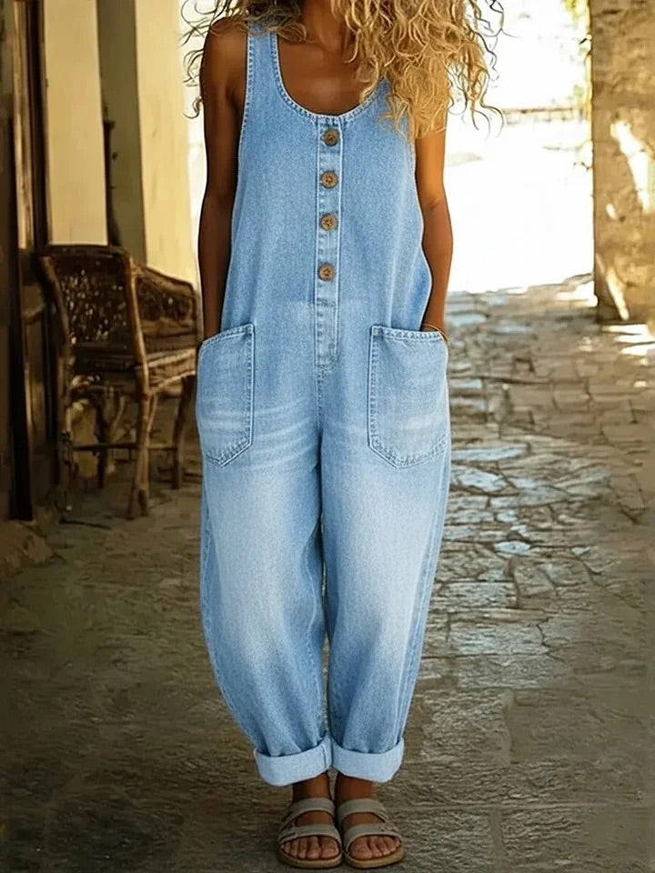 June - Vintage Soft Denim-Look Overall